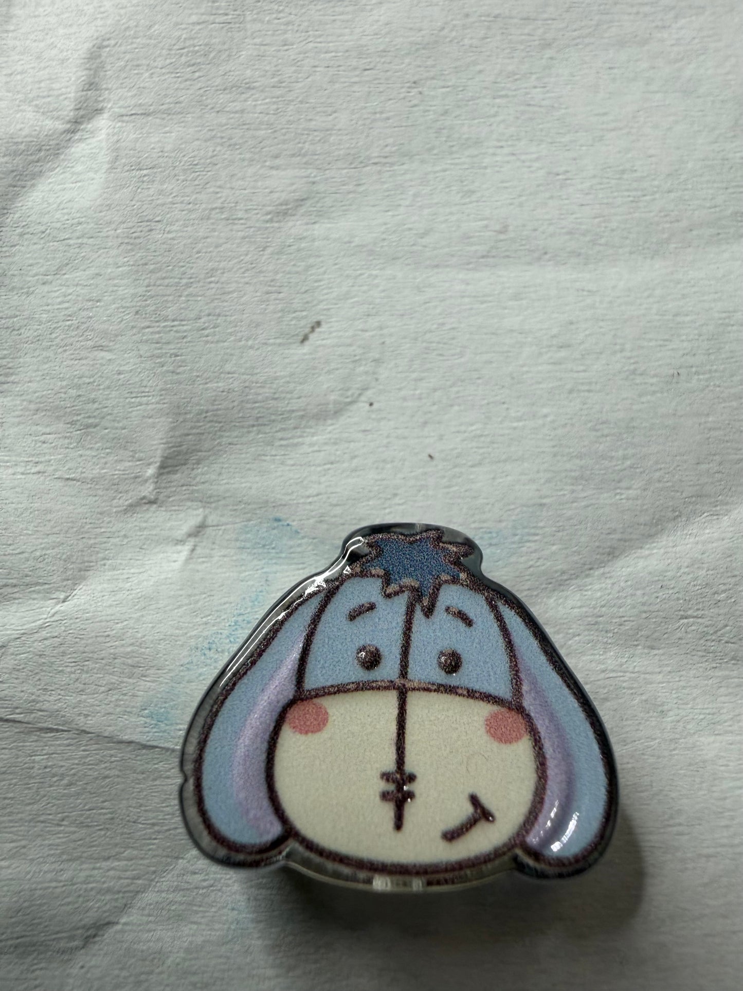 Acrylic focal Eeyore head light blue smaller