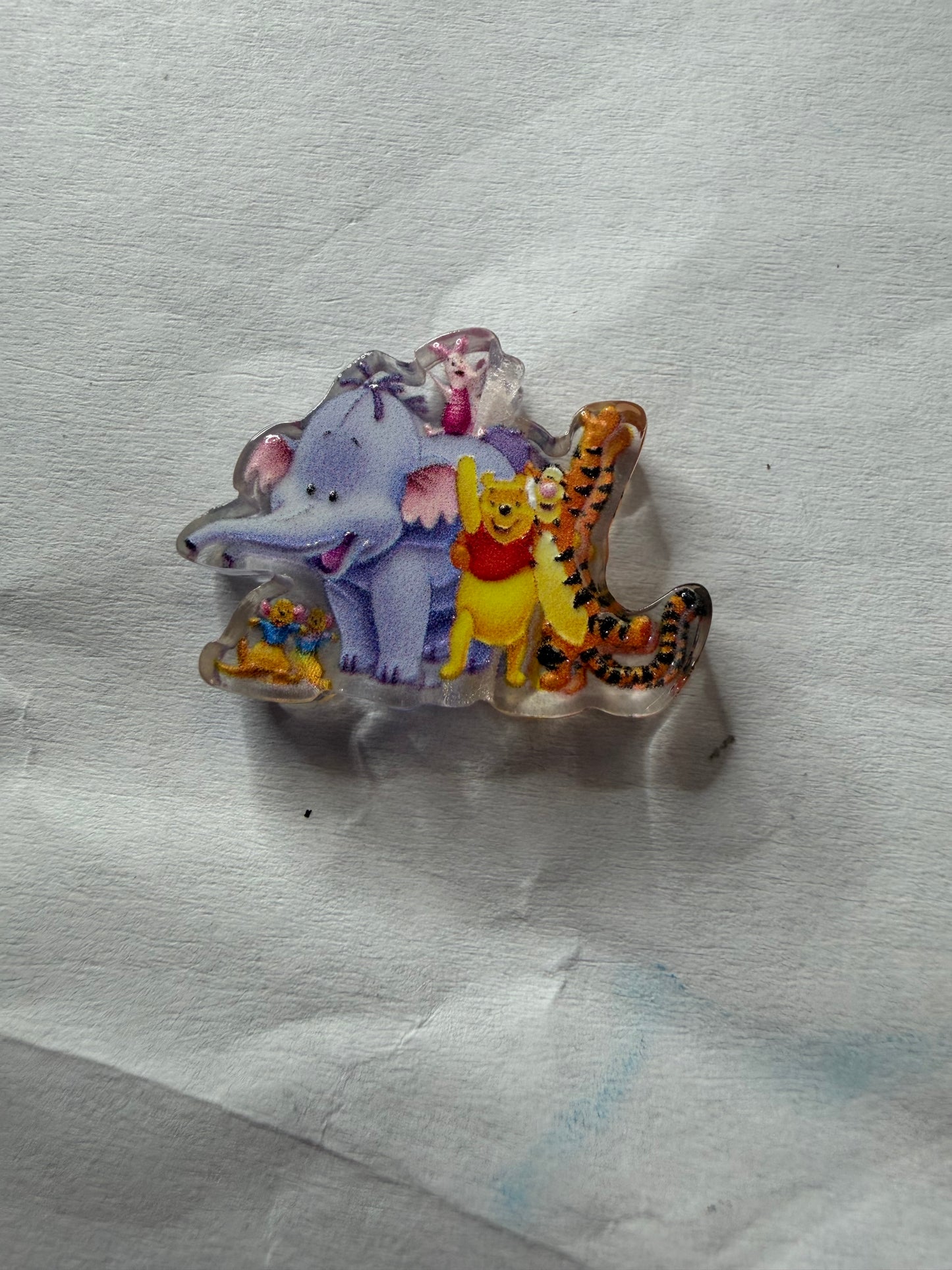 Acrylic focal Pooh with friends and elephant