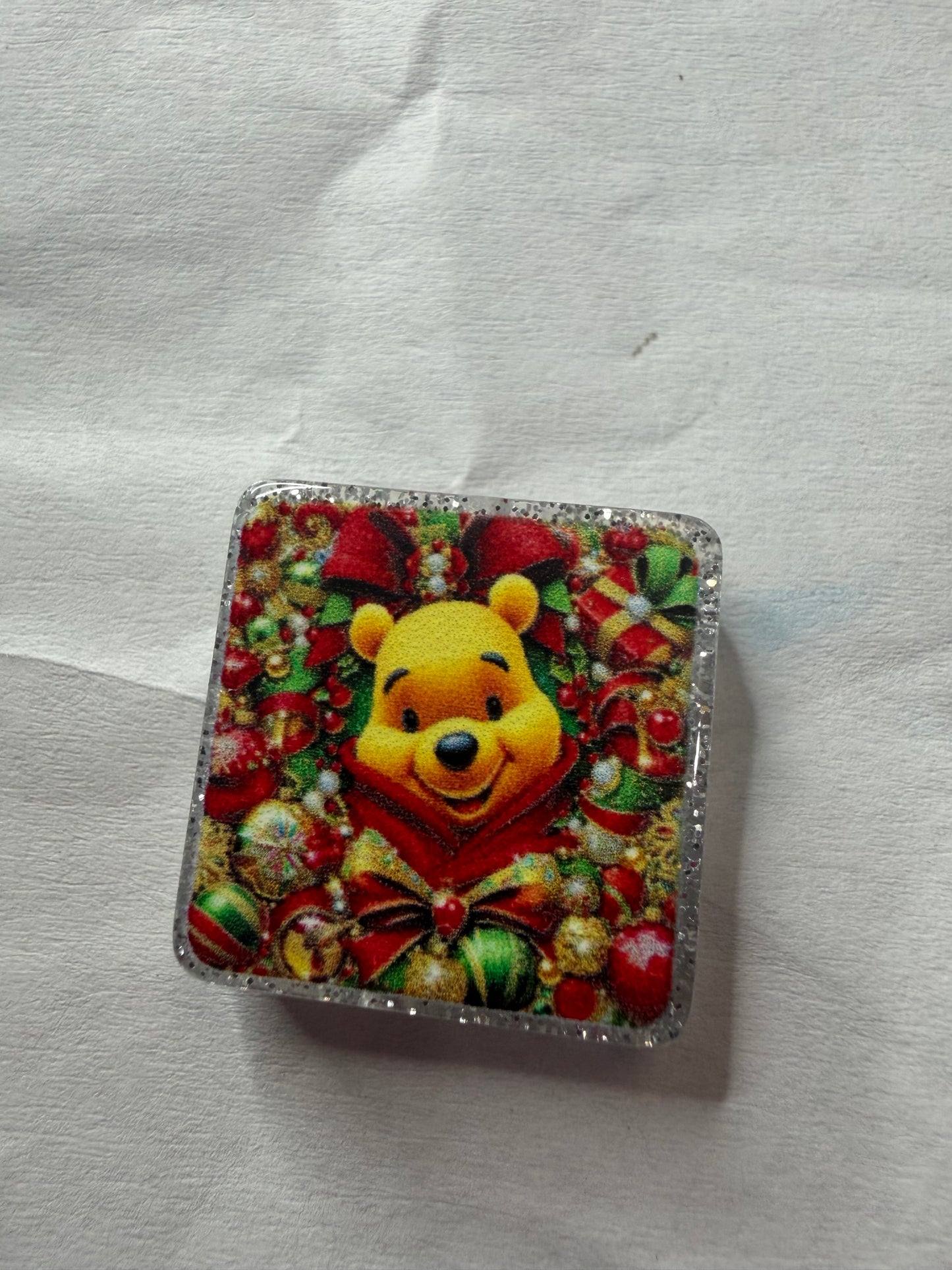 Acrylic focal Pooh holiday theme