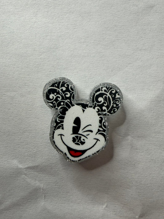 Acrylic focal Black and white mouse head