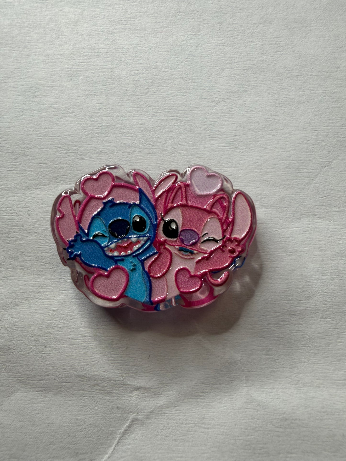 Acrylic focal Stitch and angel with hearts