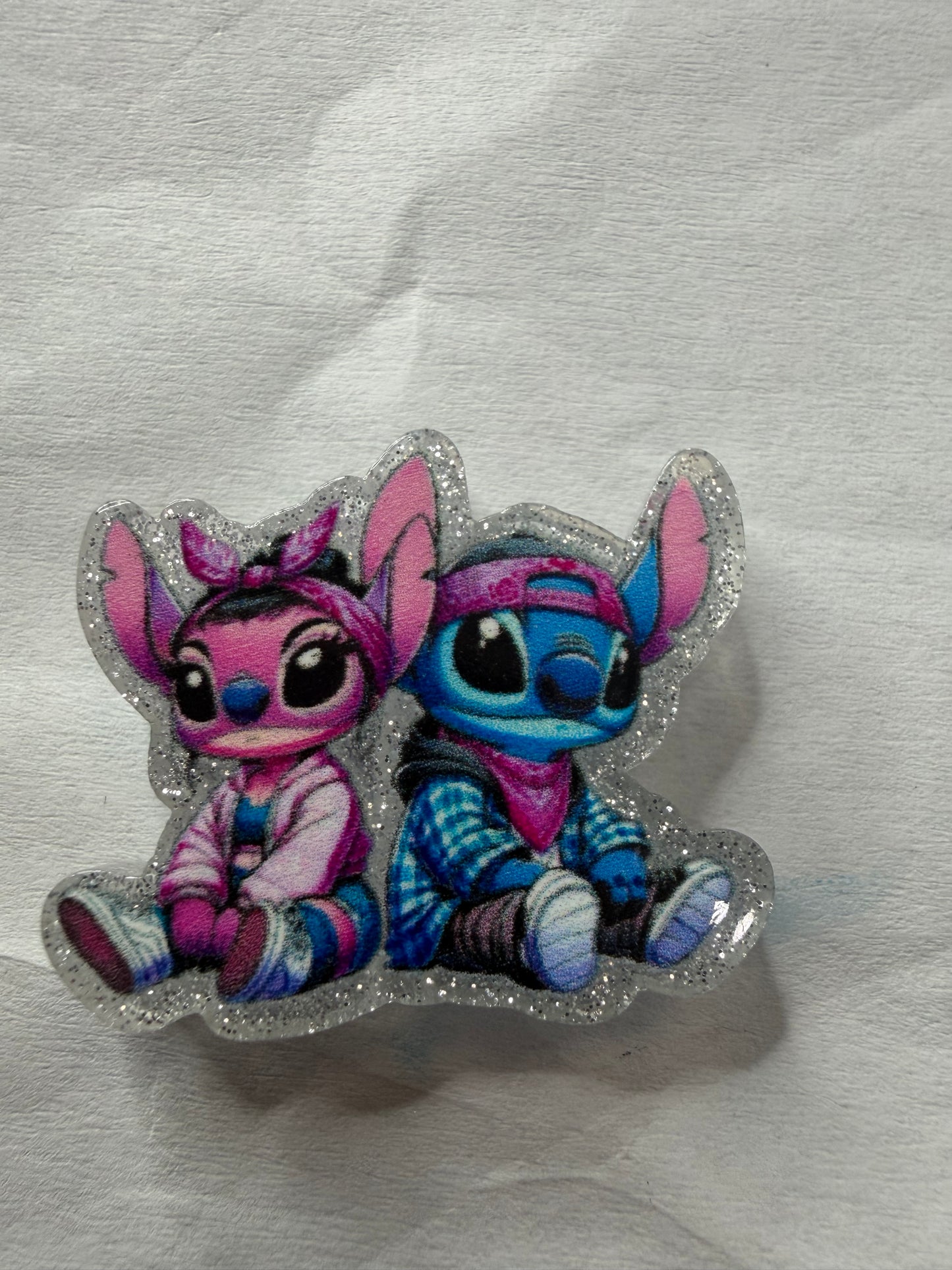 Acrylic focal Stitch and angel dressed in clothes