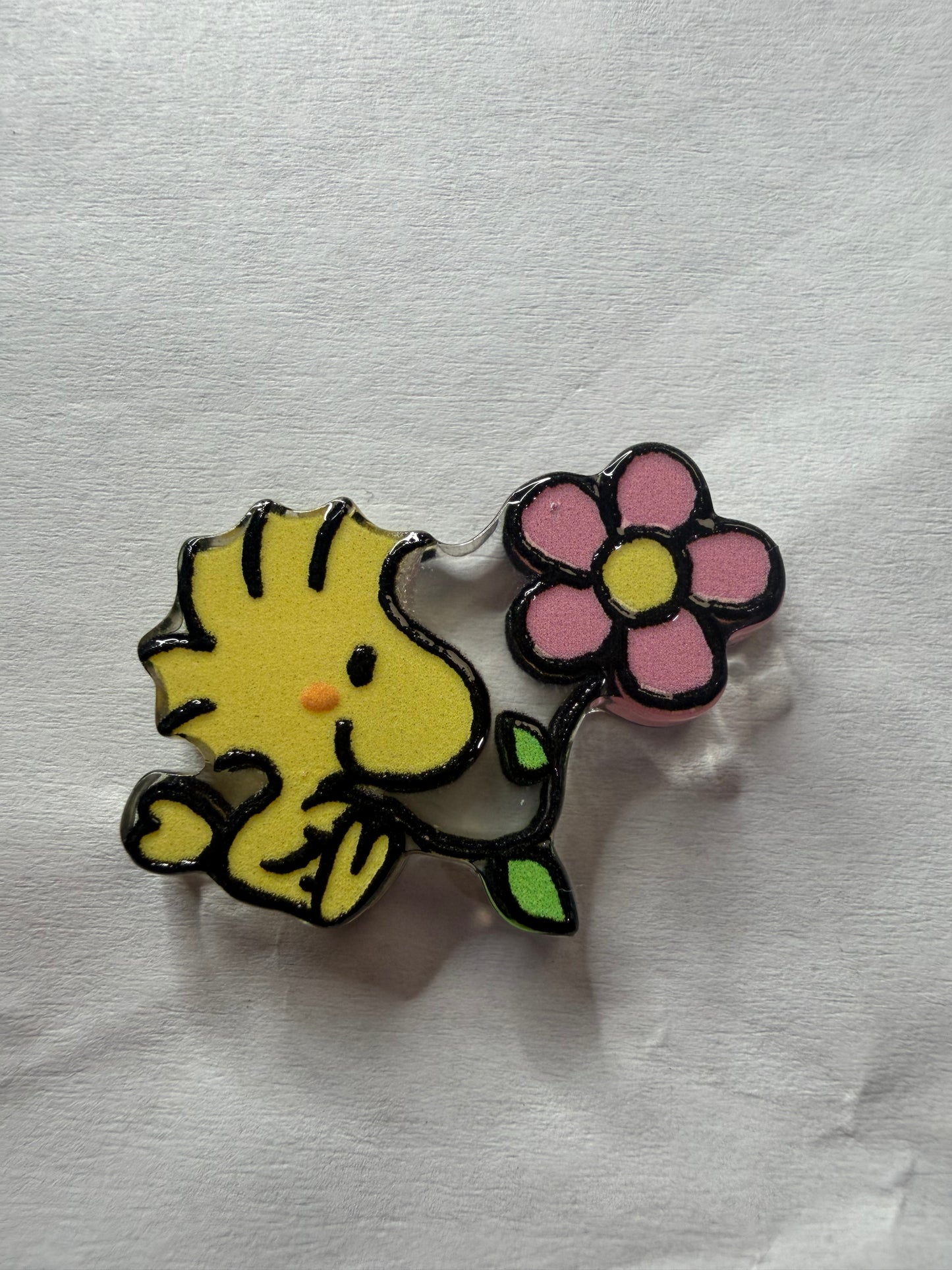 Acrylic focal Woodstock with flower snoopy