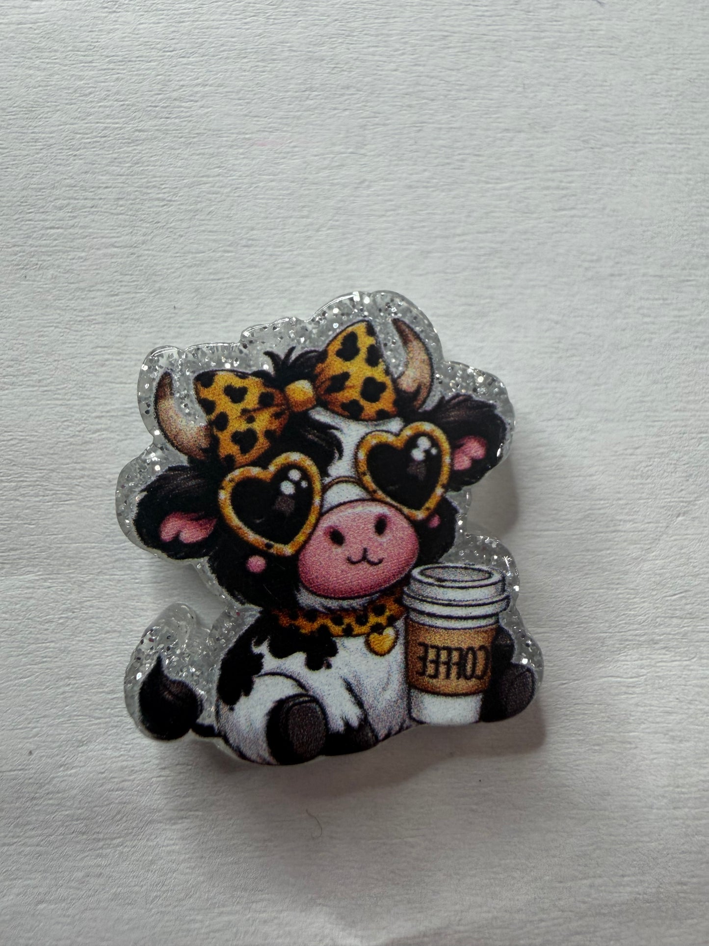 Acrylic focal Highland cow with coffee