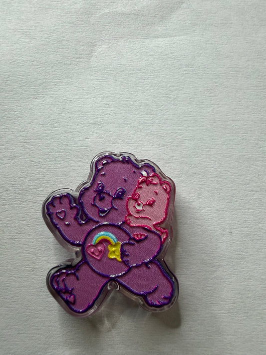 Acrylic Focal Carebear pink and purple