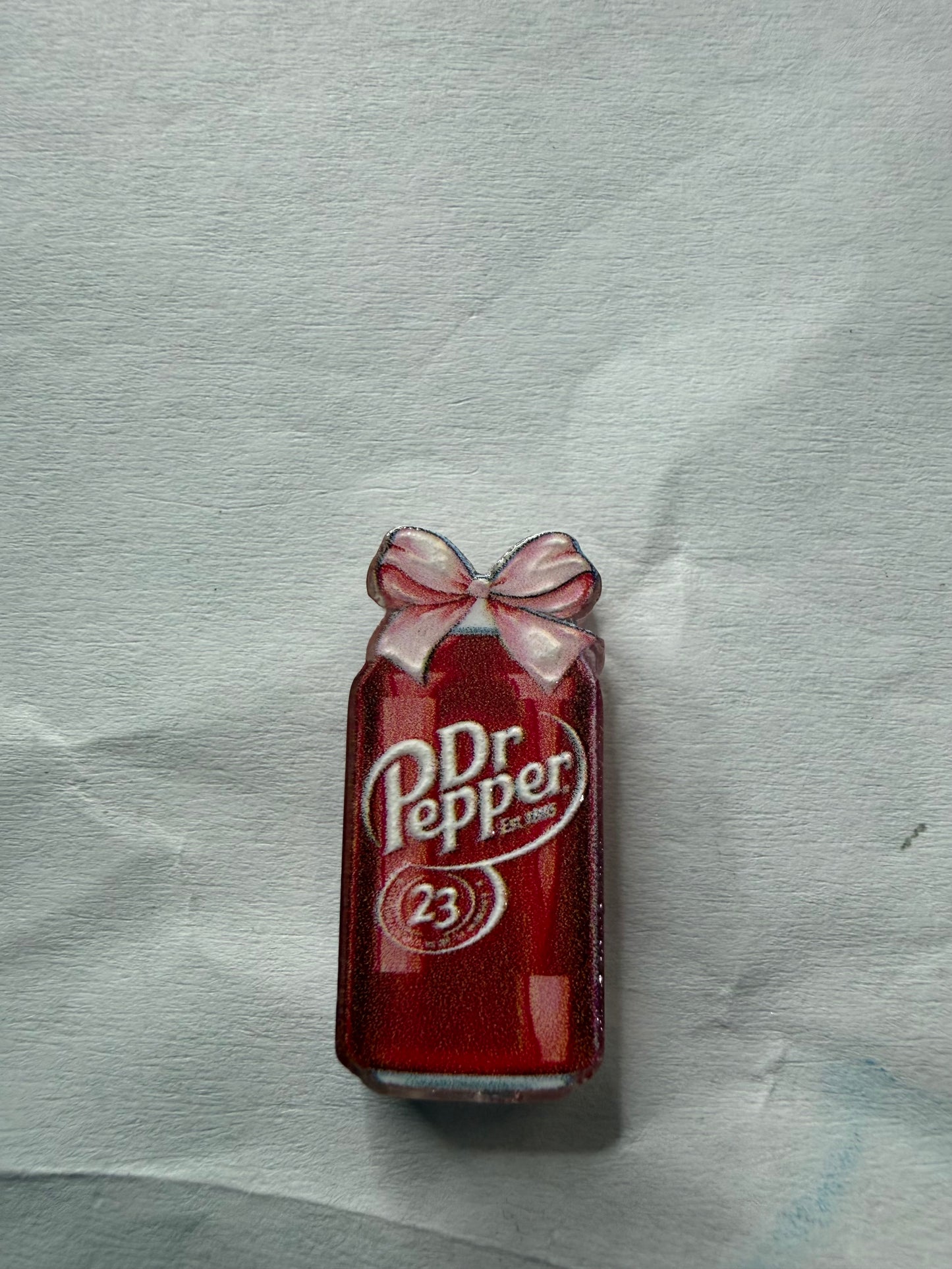 Acrylic Focal Red Dr Pepper with bow