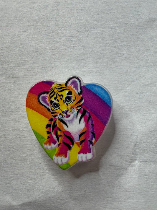 Acrylic Focal Lisa frank tiger heart rainbow