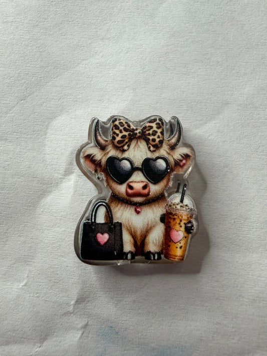 Acrylic Focal Highland cow drink and bag