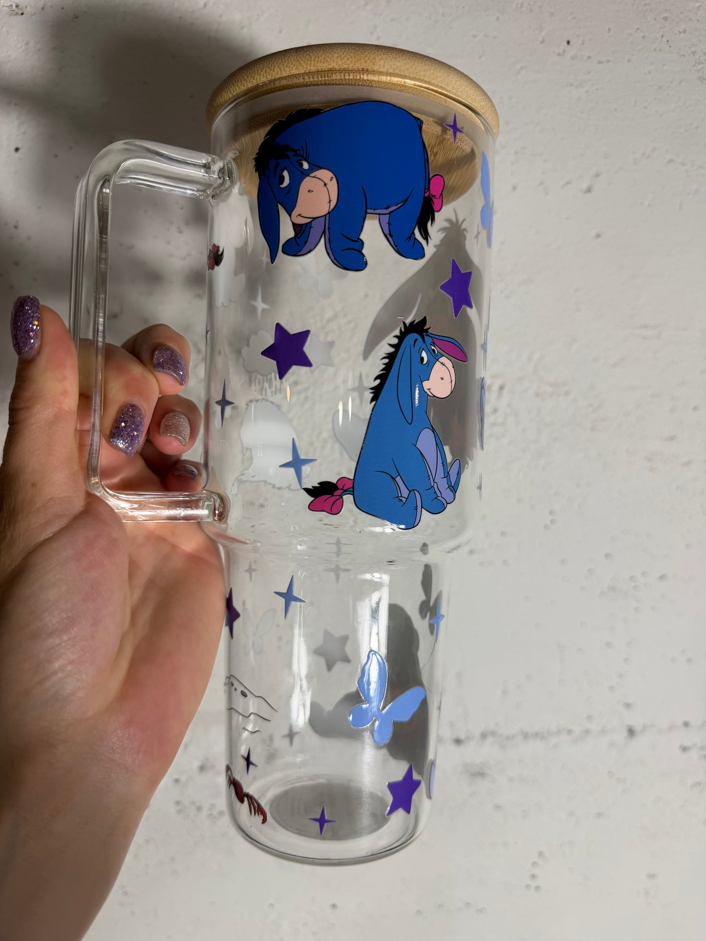 Ready to ship 40oz glass tumbler eeyore