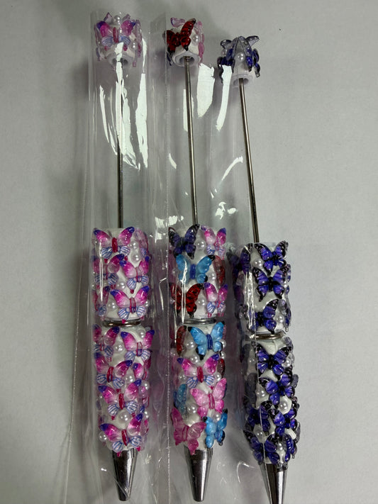 Beadable pens just the pen White butterfly mystery