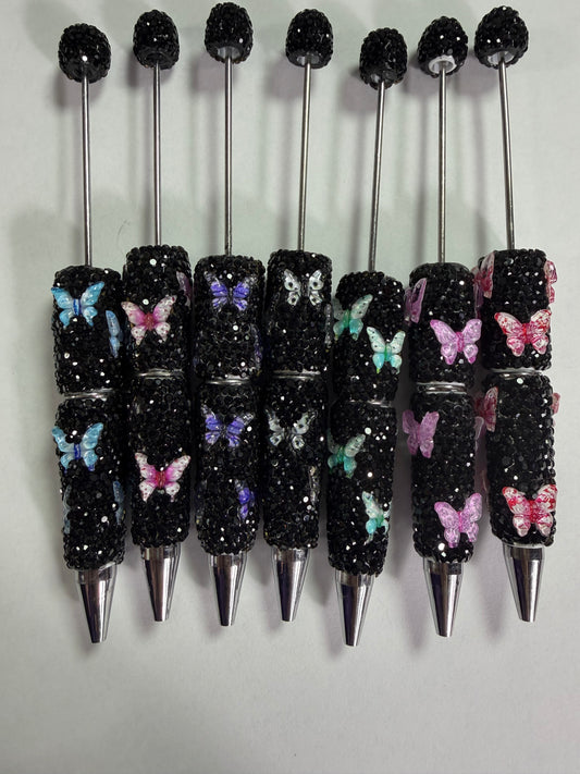 Beadable pens just the pen Black butterfly mystery