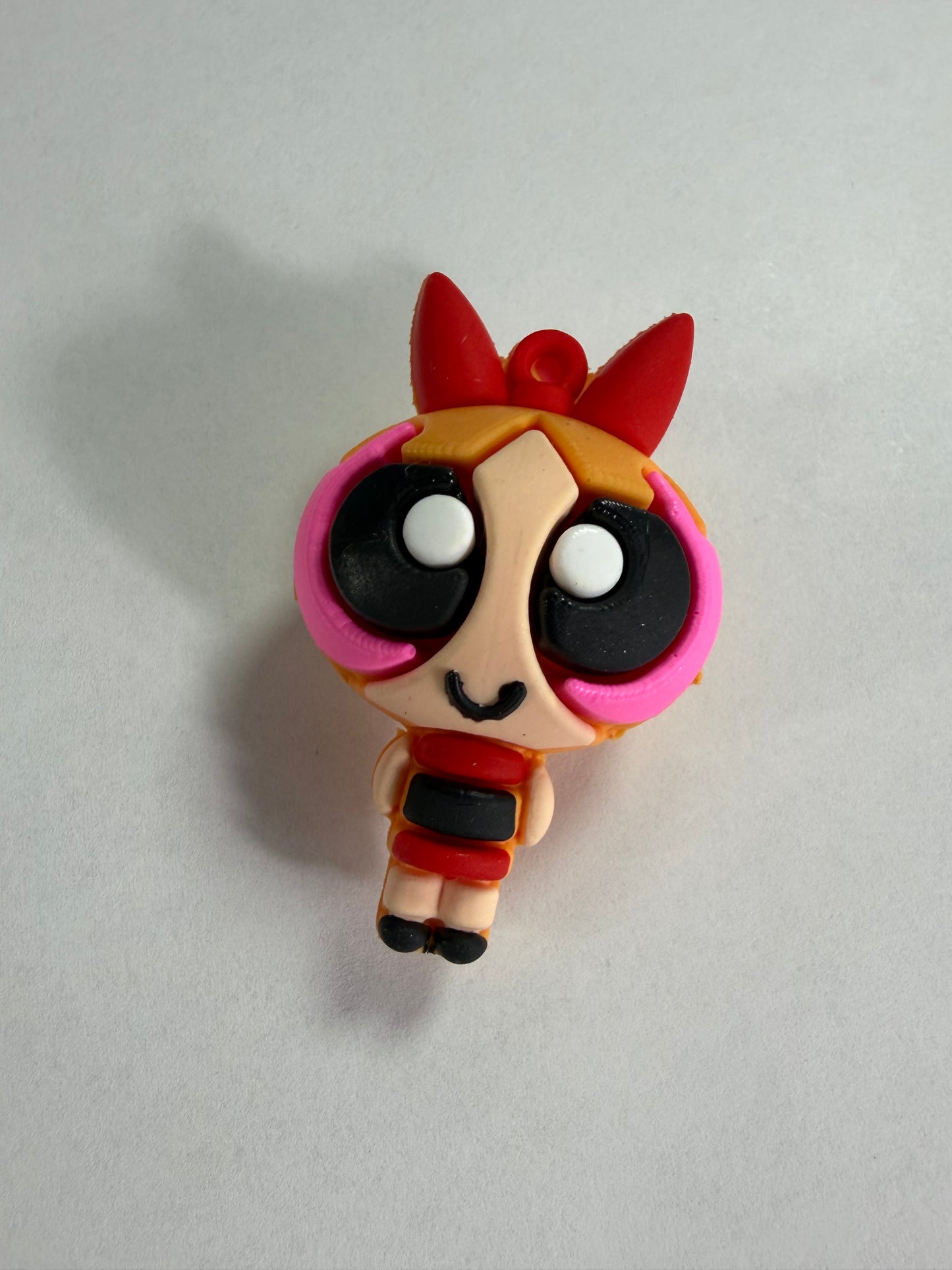 Pen topper silicone Powder puff orange hair girl