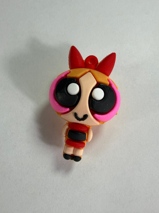 Pen topper silicone Powder puff orange hair girl