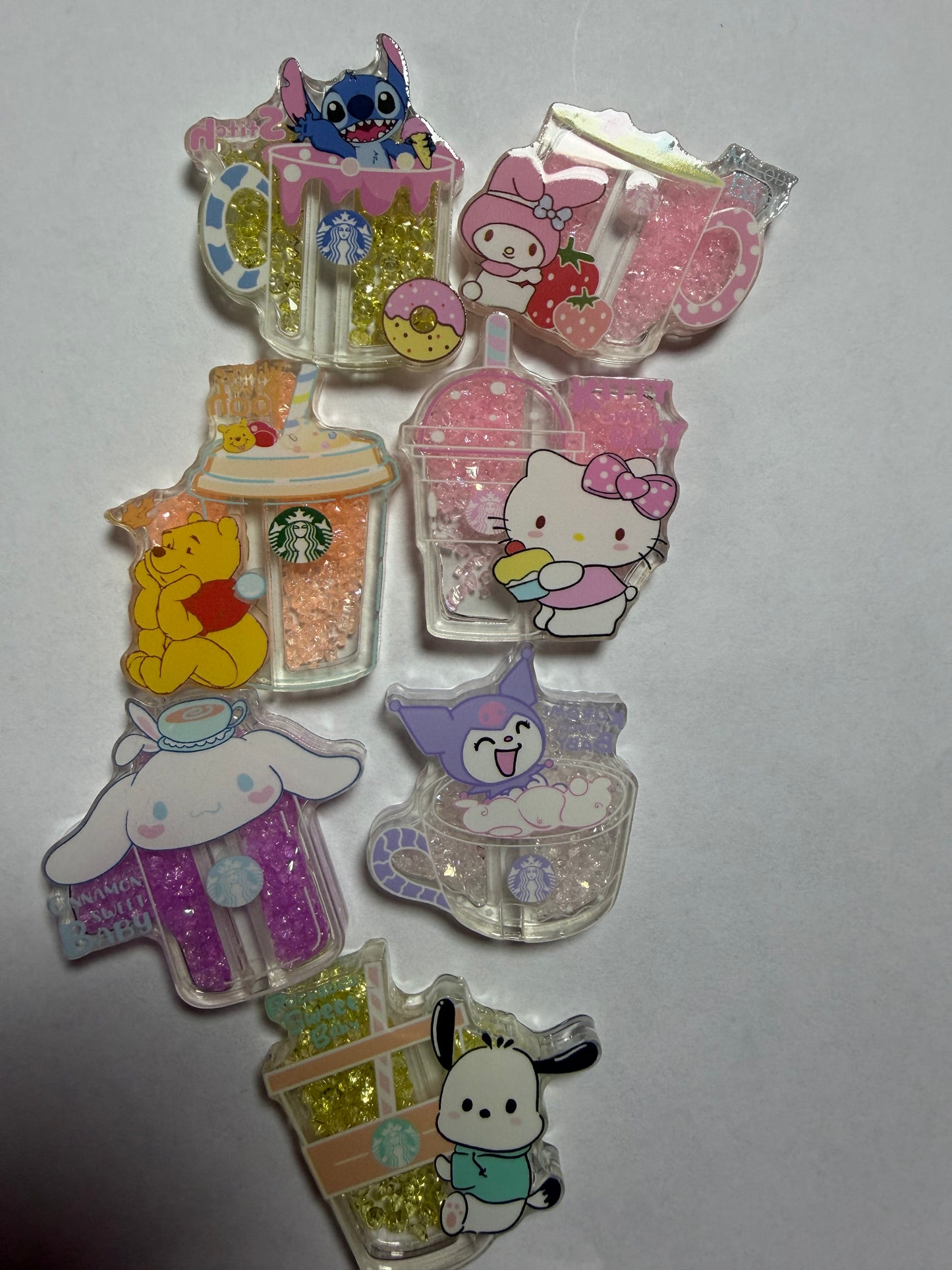 Acrylic focal shakers Hk,Pooh, stitch mystery