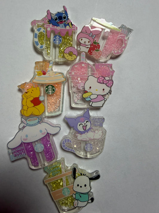 Acrylic focal shakers Hk,Pooh, stitch mystery