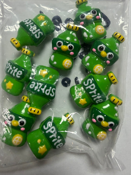 Acrylic focal sprite soda bottles