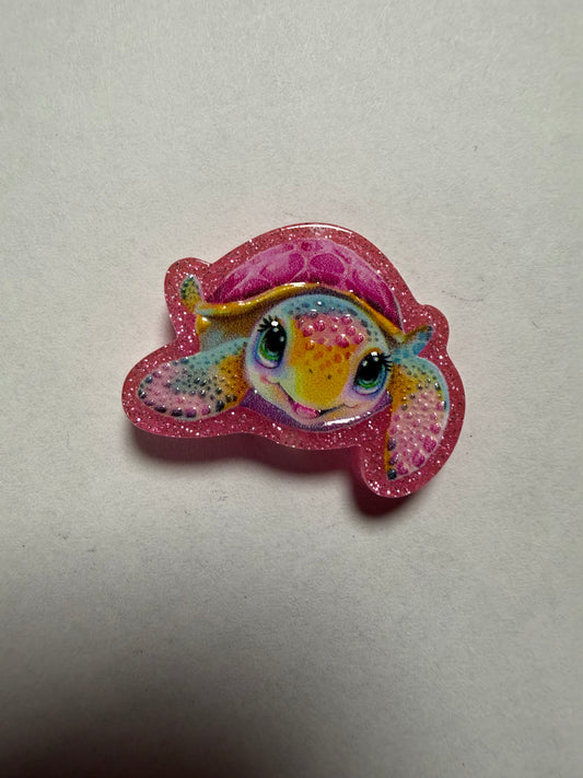 Acrylic focal Glitter pink turtle