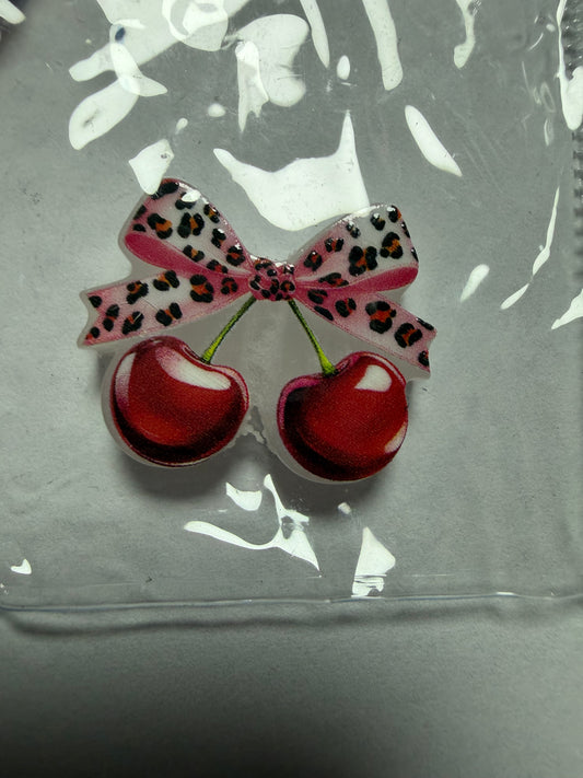 Acrylic focal Glow in dark leopard cherry with bow