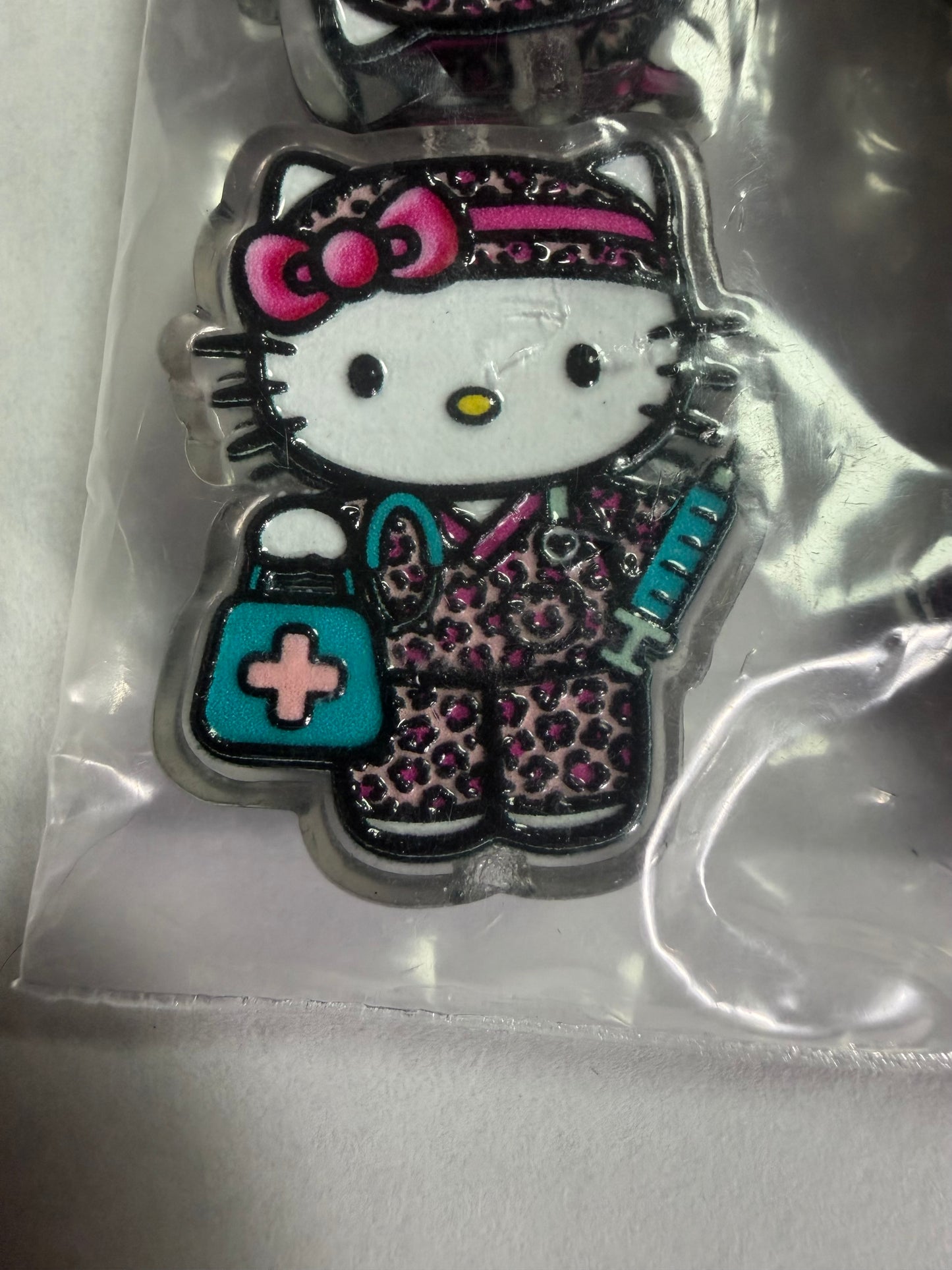 Acrylic focal Hk nurse in leopard outfit