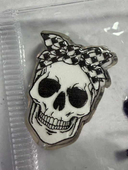Acrylic focal Skull with checkered headband