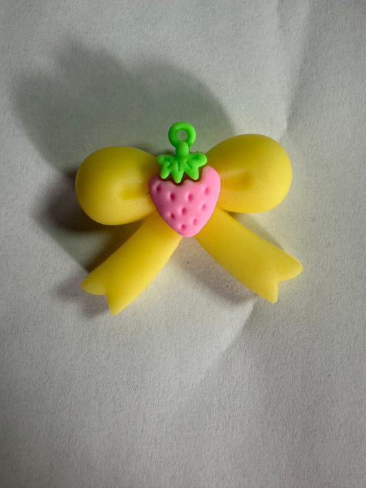 Pen topper silicone Yellow strawberry bow