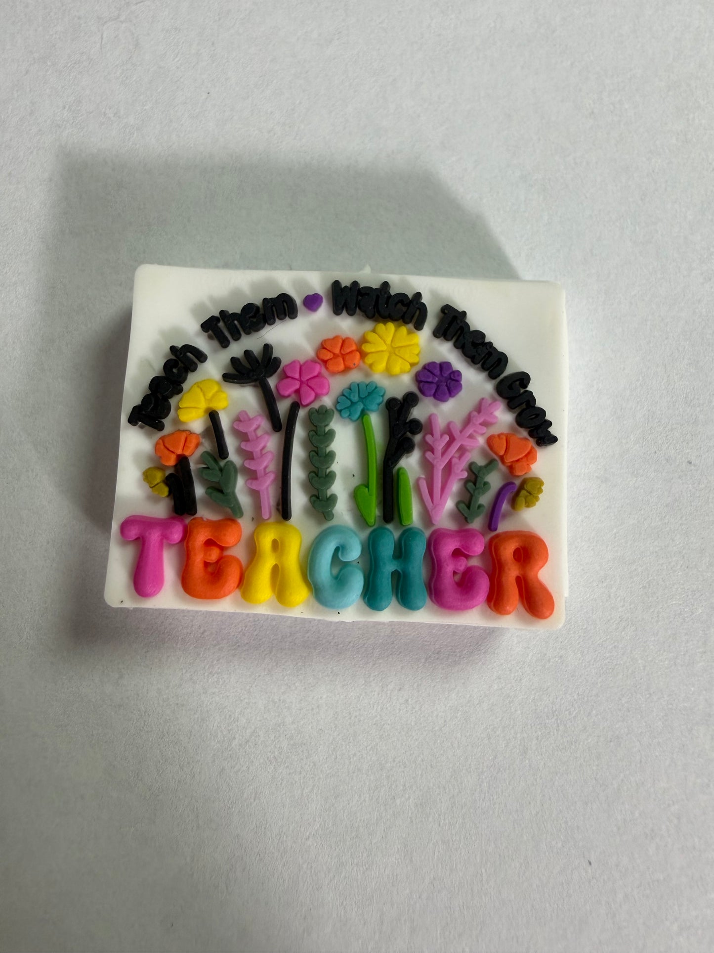 Focal 2d teacher with flowers neon colors