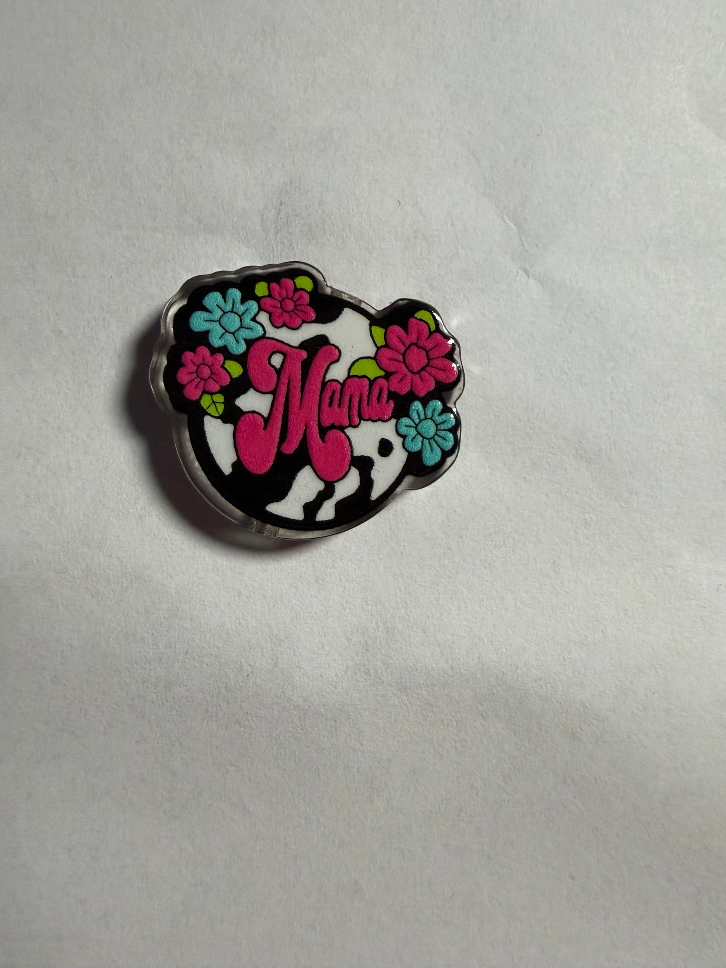 Acrylic focal mama heart cow print