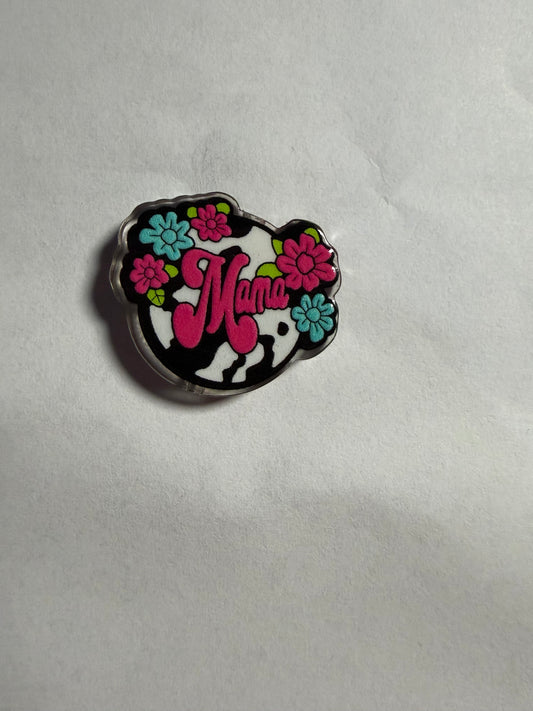 Acrylic focal mama heart cow print