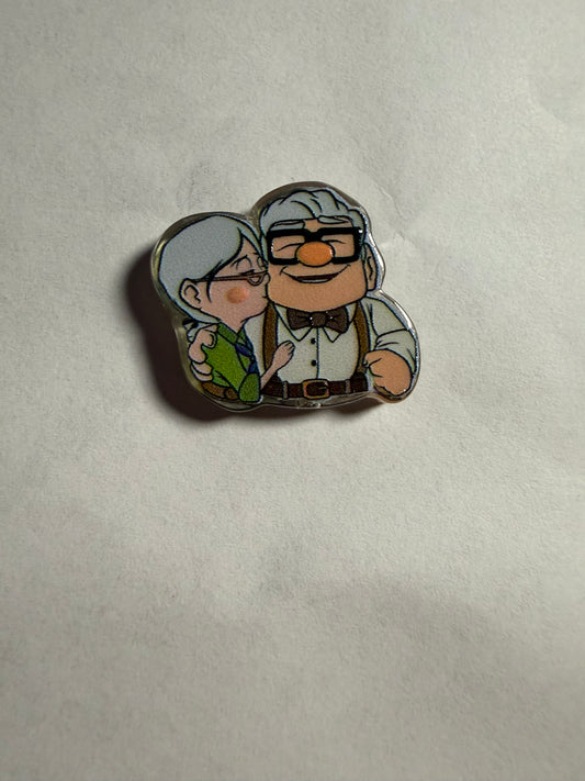 Acrylic focal movie up old man with lady