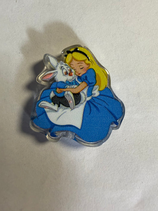 Acrylic focal Alice with rabbit