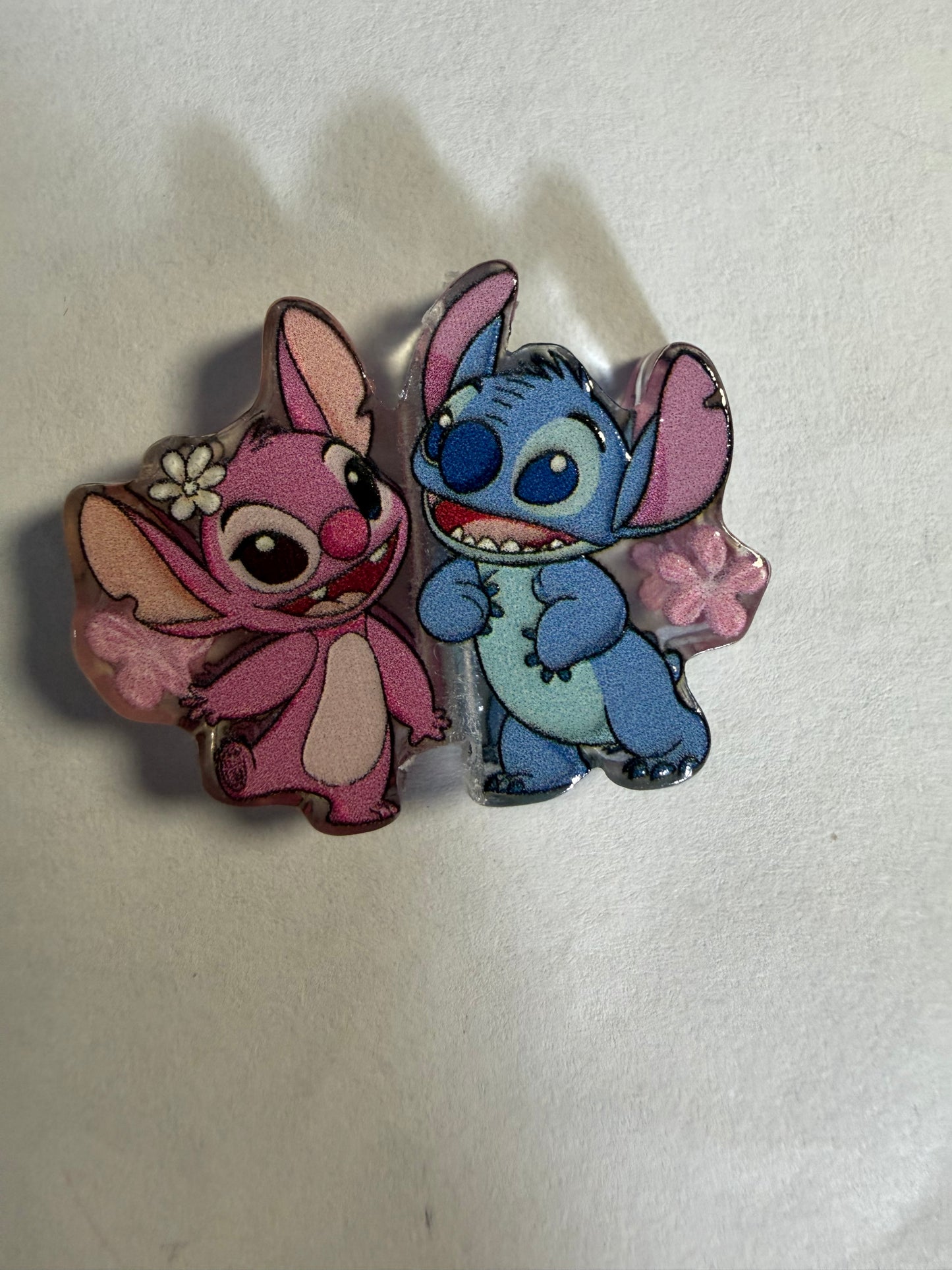 Acrylic focal Stitch and angel with flowers