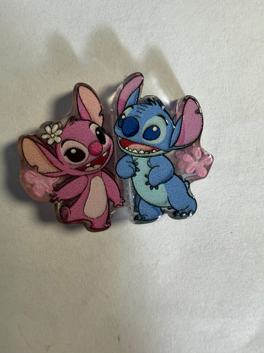 Acrylic focal Stitch and angel with flowers
