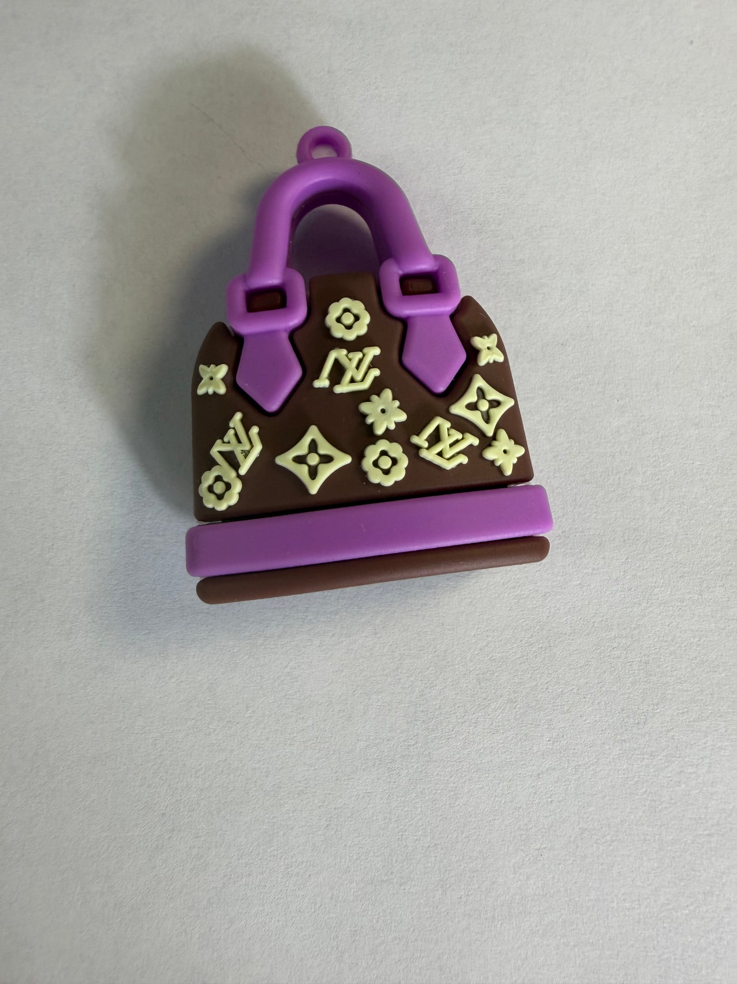 Pen topper silicone Brown and purple lv purse