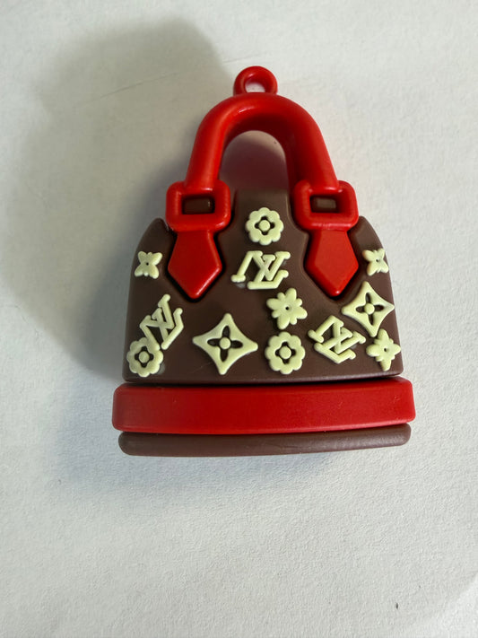 Pen topper silicone Brown and red lv purse