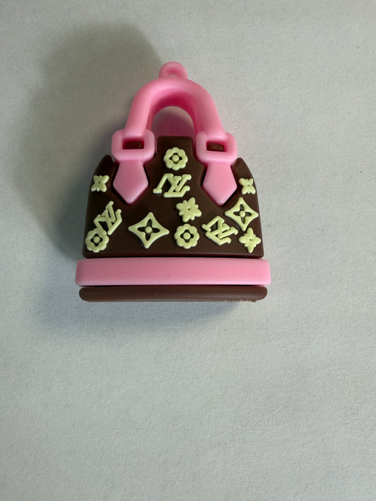 Pen topper silicone Lv pink and brown purse