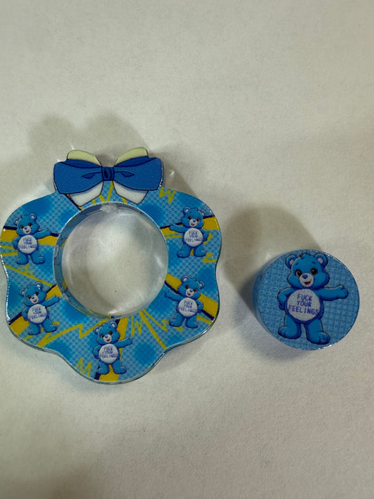 Acrylic focal 2 piece set wreath Blue carebear feeling