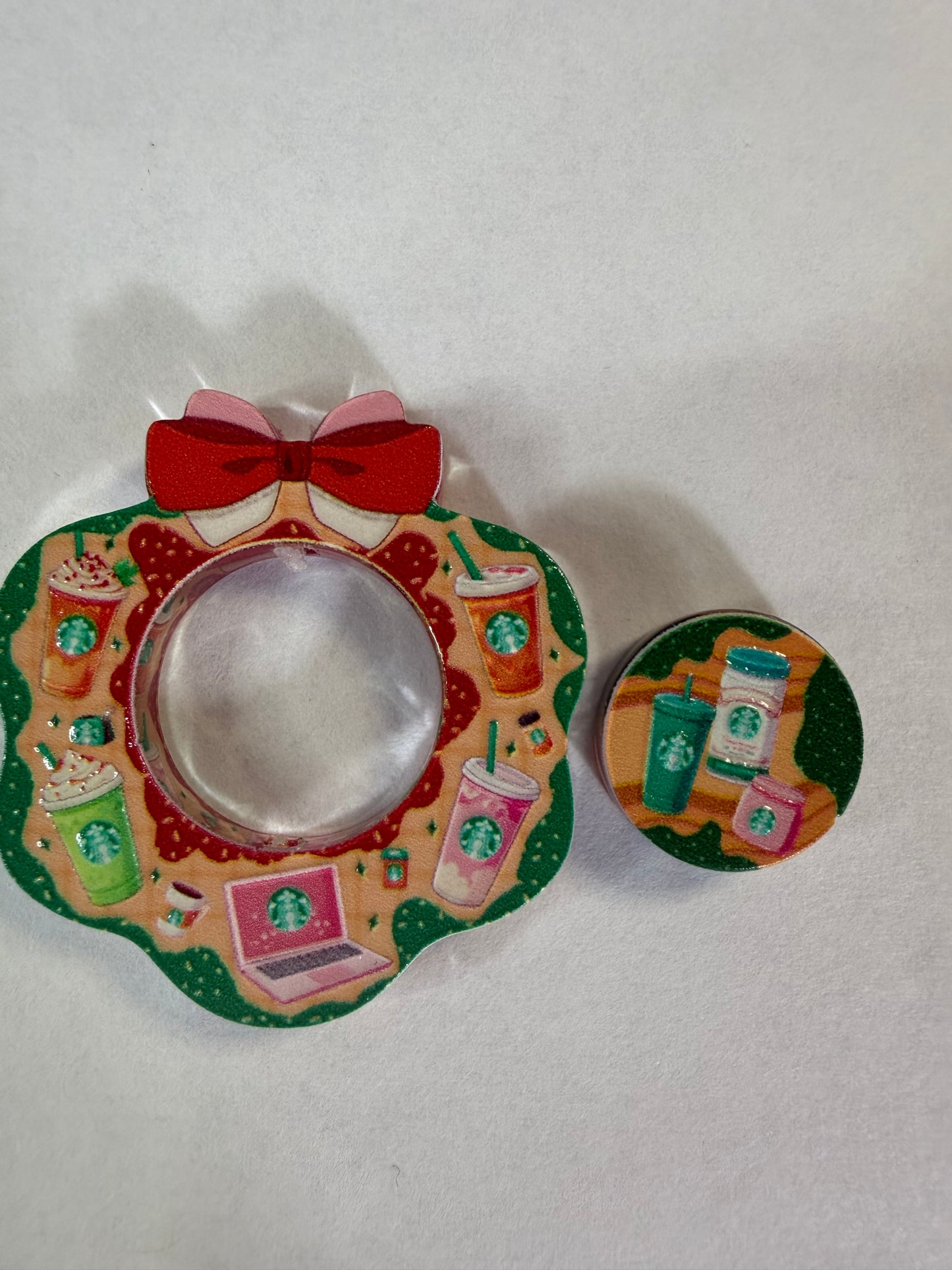 Acrylic focal 2 piece set wreath Starbucks