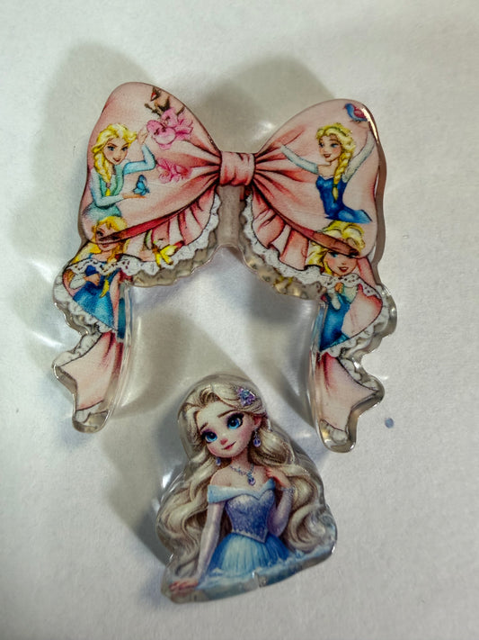 Acrylic focal 2 piece set bow Elsa