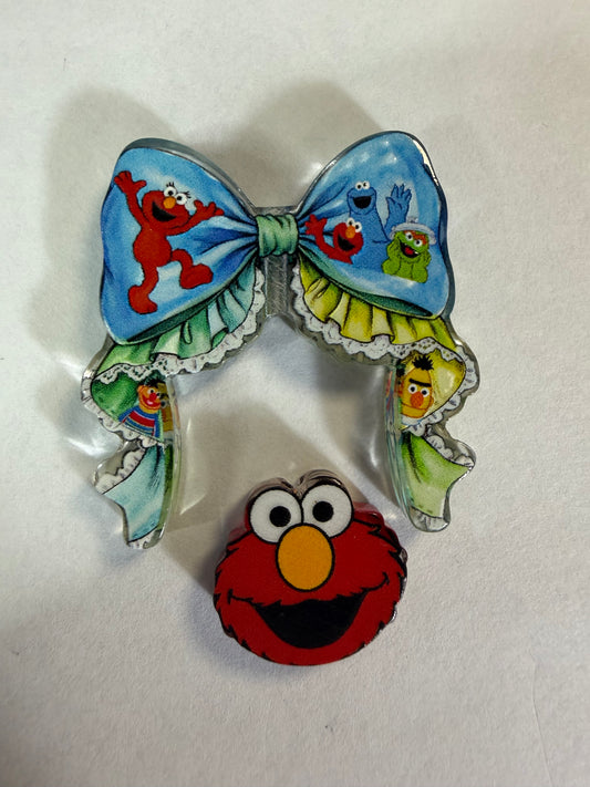 Acrylic focal 2 piece set bow Elmo