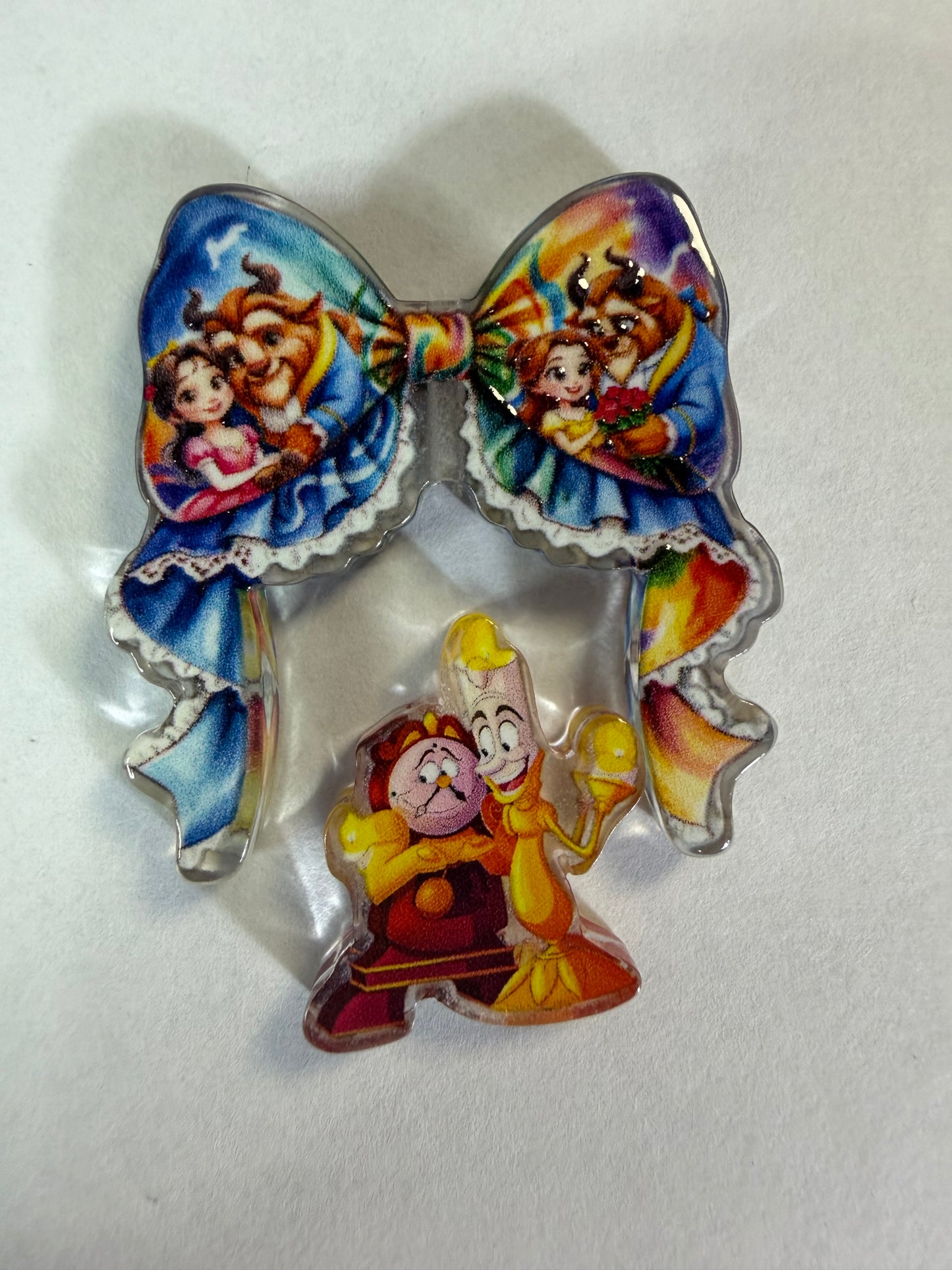 Acrylic focal 2 piece set bow Beauty with beast