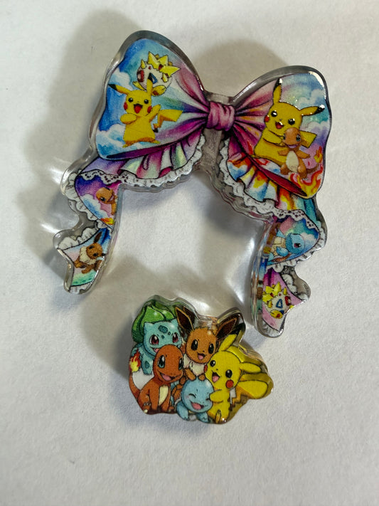 Acrylic focal 2 piece set bow Pokemon