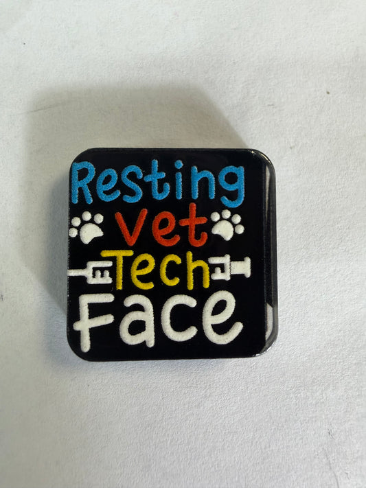 Acrylic focal Resting vet tech face