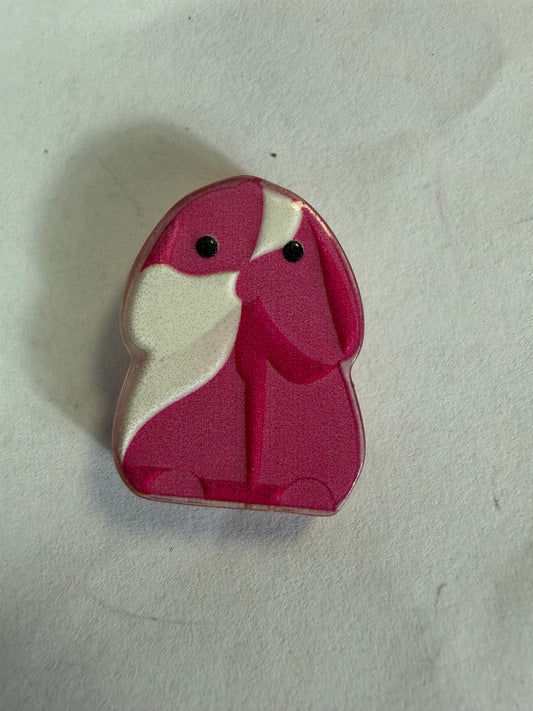 Acrylic focal smaller ding dong pink and white