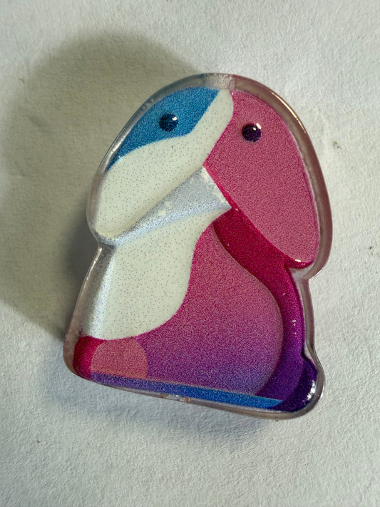 Acrylic focal Smaller ding dong purple pink white blue