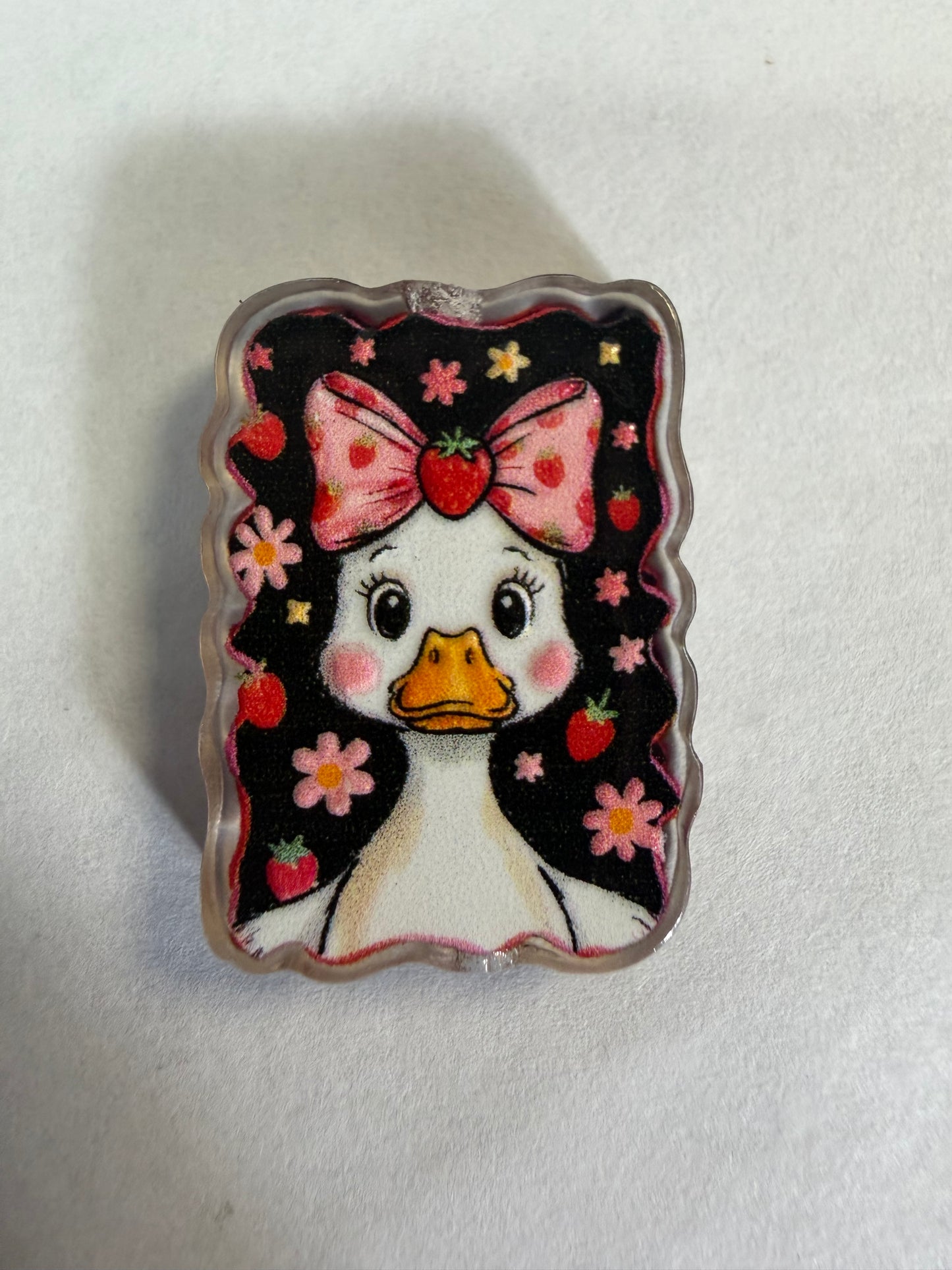 Acrylic focal Goose with strawberry bow
