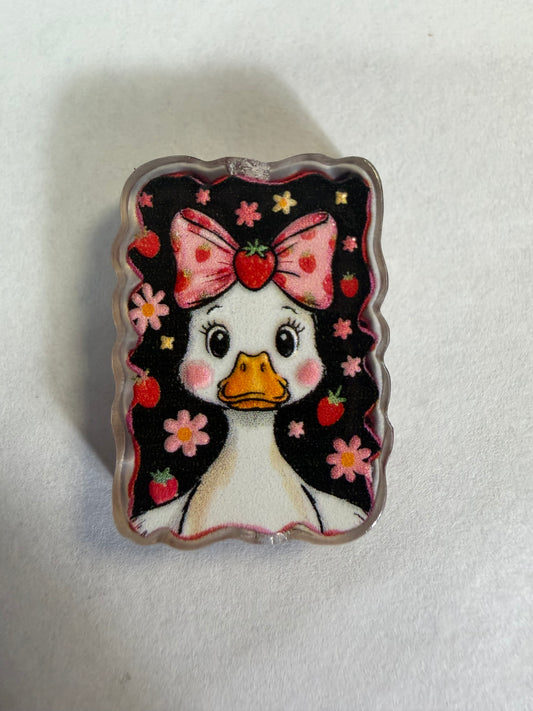 Acrylic focal Goose with strawberry bow