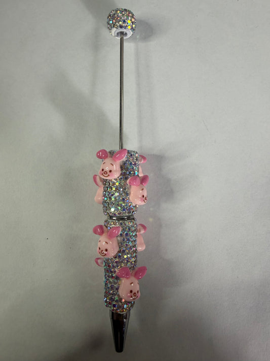 Beadable pens just the pen Ab rhinestone piglet head