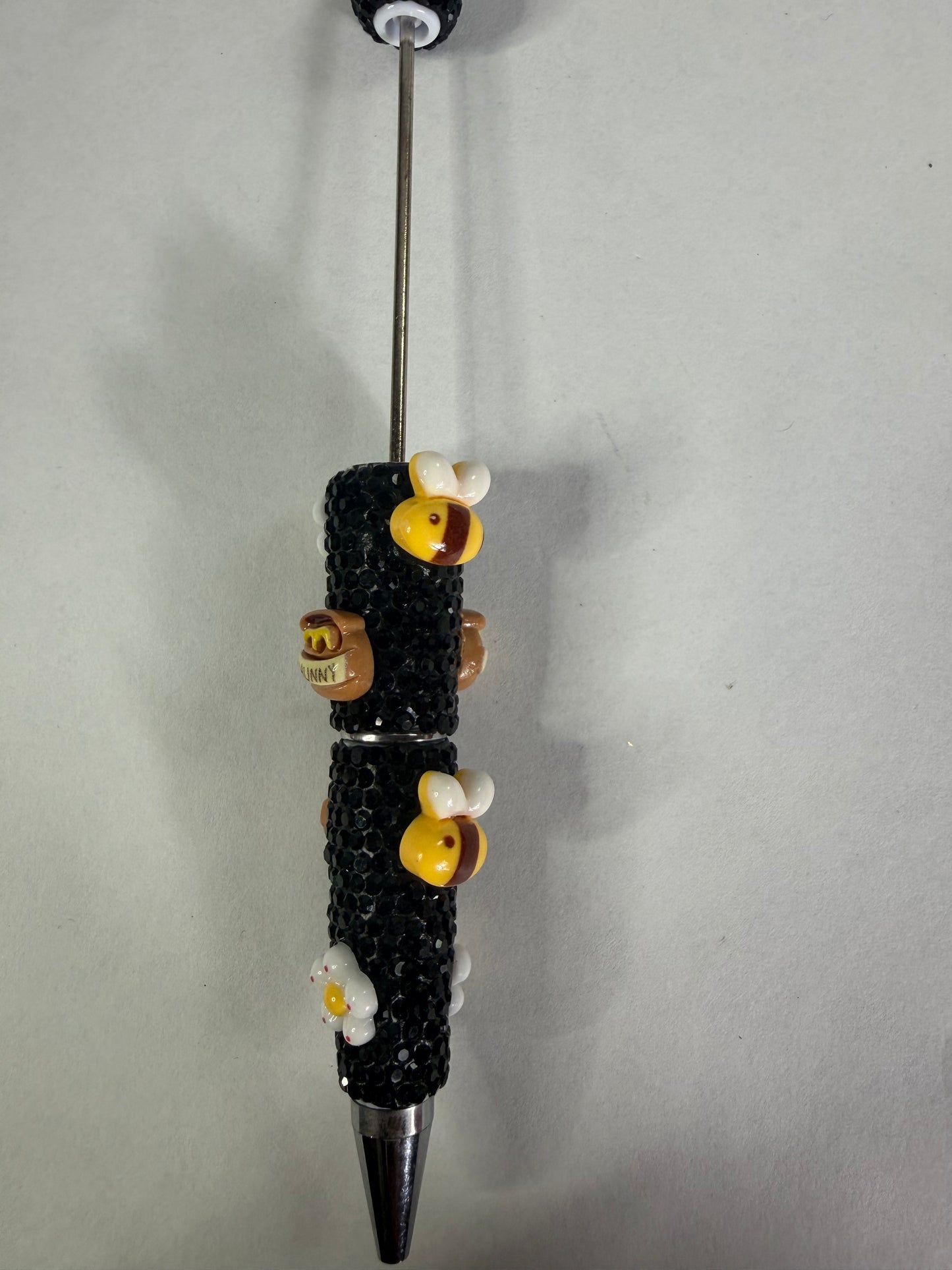 Beadable pens just the pen Black rhinestone honey pots flowers and bees