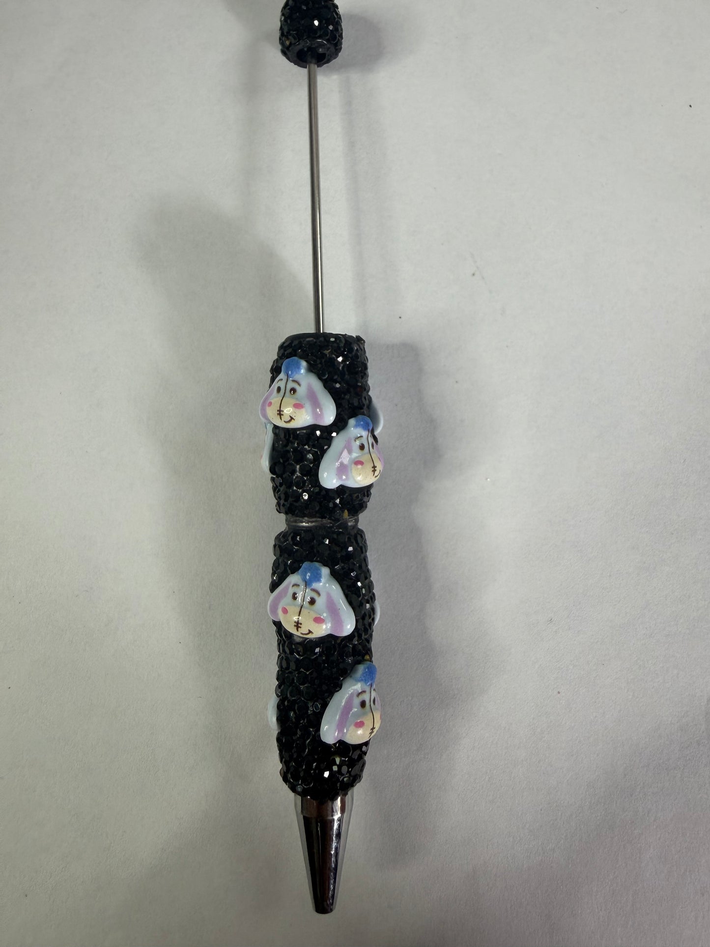 Beadable pens just the pen Black rhinestone eeyore head