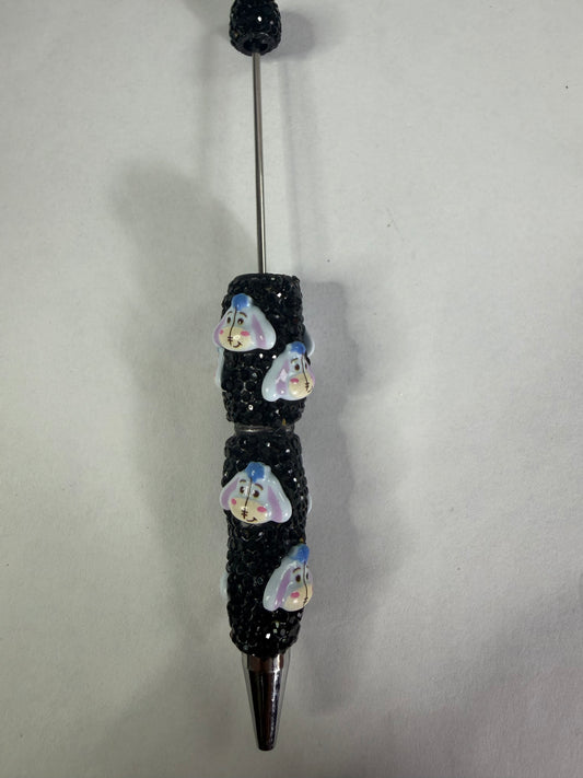 Beadable pens just the pen Black rhinestone eeyore head